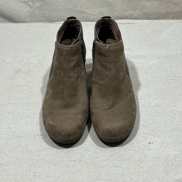 Dansko Susan Women's Brown Leather Wedge Ankle Boots Side Zip Size EU 37 USA 6.5 - Picture 2 of 9